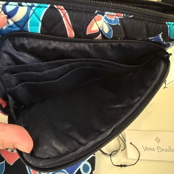 Vera Bradley Little Hipster Crossbody +  Zip ID Case Lotus Flower Swirl NWT - Picture 9 of 10